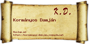 Kormányos Damján névjegykártya